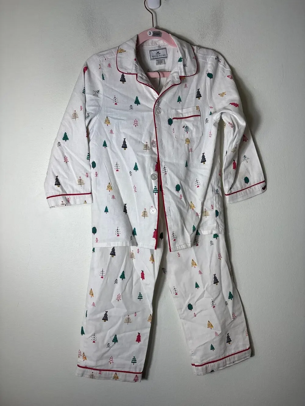 Boy's Petite Plume White Christmas Themed PJ Set Sz 5